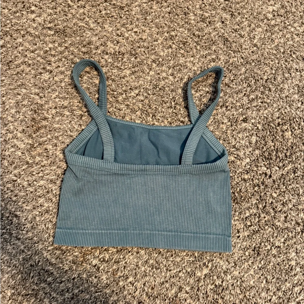 Colsie Ribbed Teal Crop Top - Picture 3 of 3